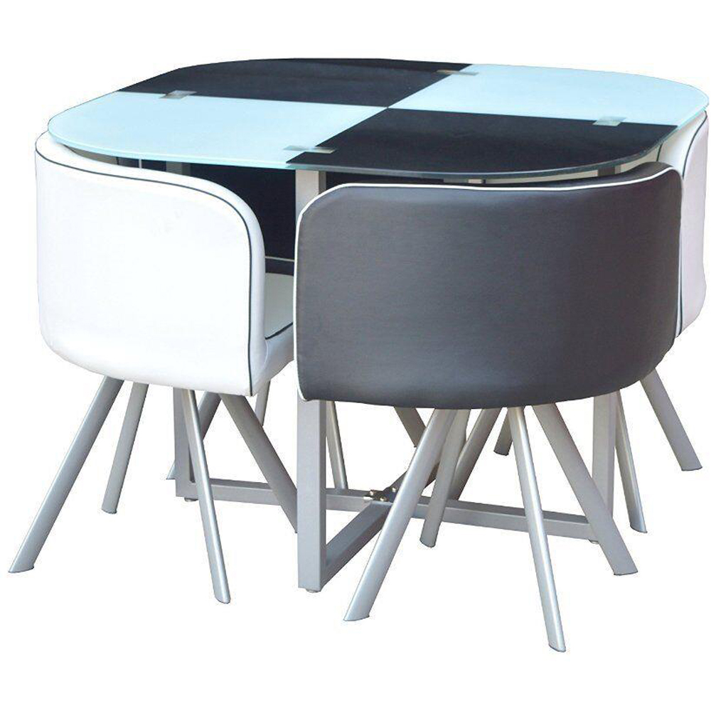 Kosy Koala 4 Seater Leather Dining Set White and Black Image 4