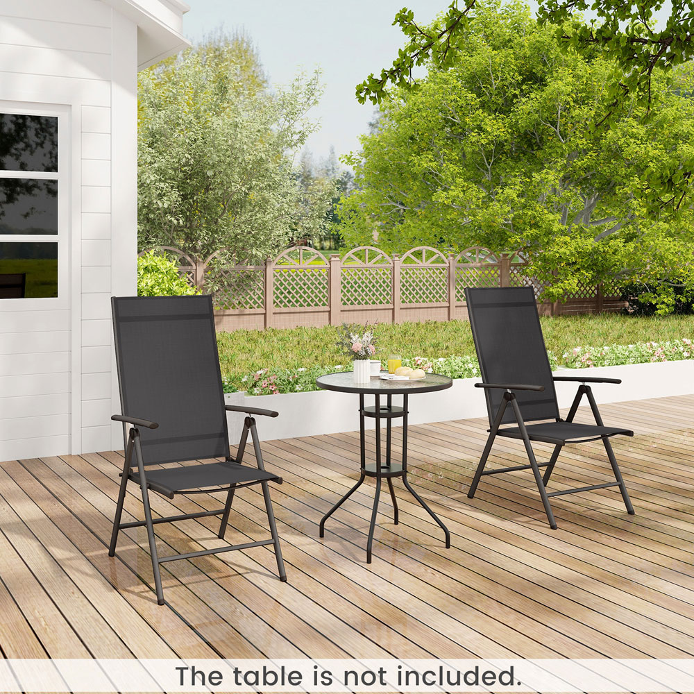 Costway Black Folding Outdoor Sling Dining Chairs with Adjustable Backrest Image 4