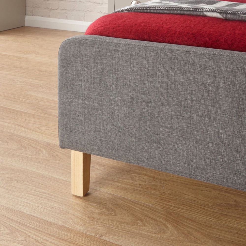 Home Source Ashbourne Double Grey Hopsack Bed Frame with Buttoned Headboard Image 4