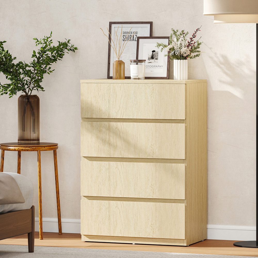 Portland 4 Drawer Natural Bedroom Chest of Drawers Image 5