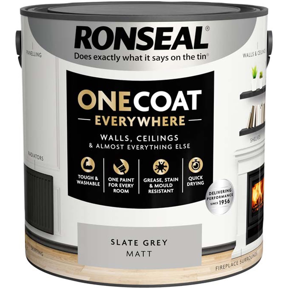 Ronseal One Coat Everywhere Slate Grey Matt Interior Paint 2.5L Image 2