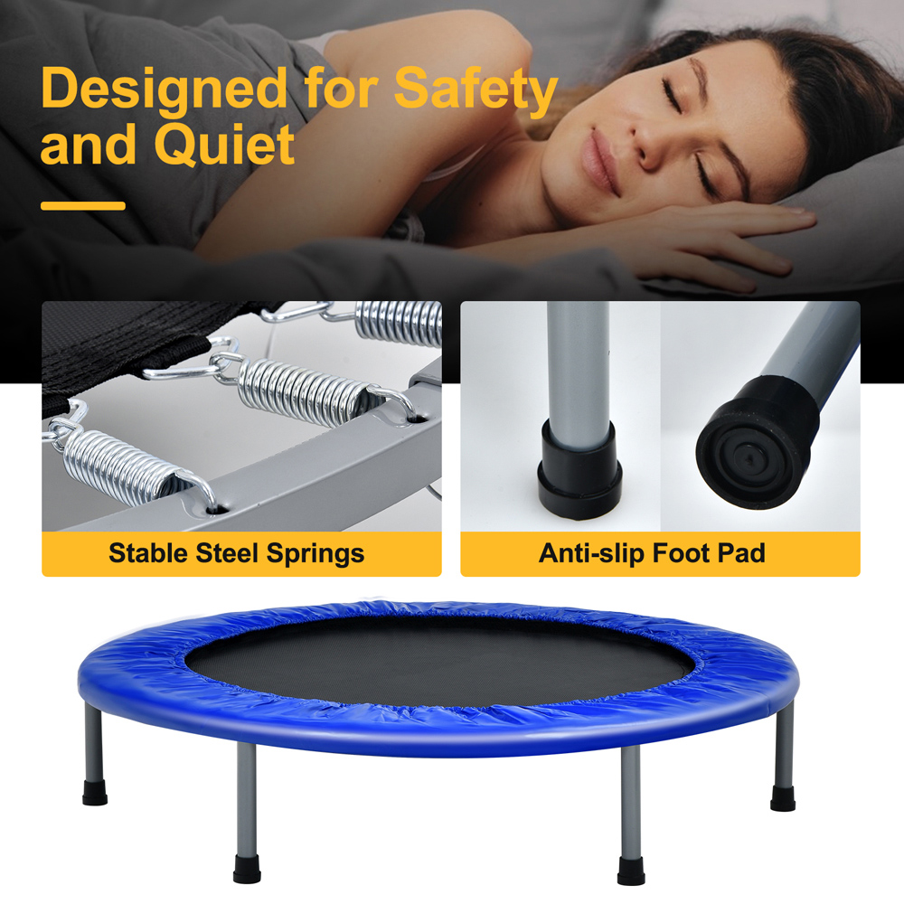 Costway Blue Adults Foldable Trampoline with 4 Level Adjustable Handle Image 5