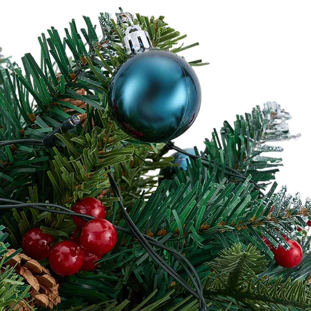 Living and Home Pre-Lit Christmas Planter Bush with Pinecones and Red Berries 58cm 2 Pack Image 6