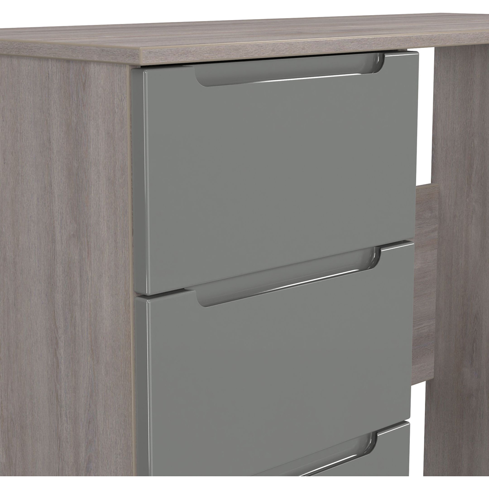 Crowndale Milan 3 Drawer Grey Gloss and Grey Oak Dressing Table Ready Assembled Image 5