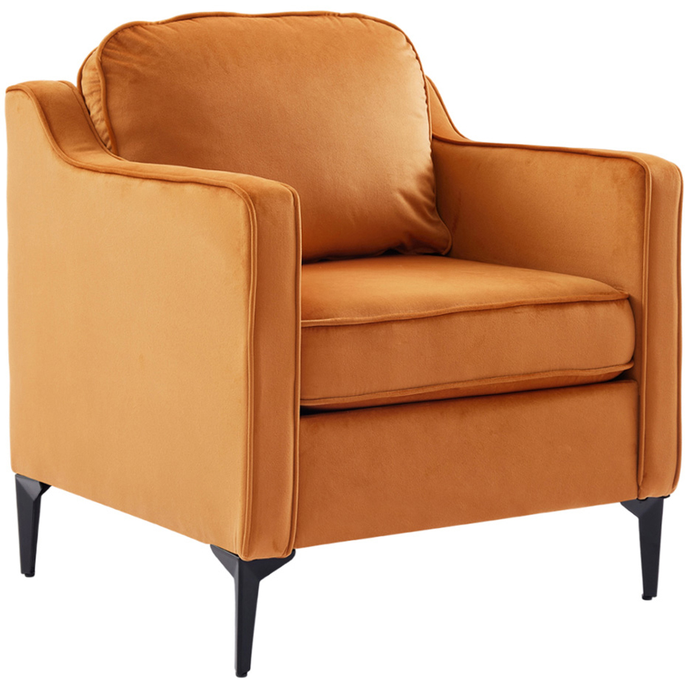 Living and Home Orange Linen Sofa Chair Image 2