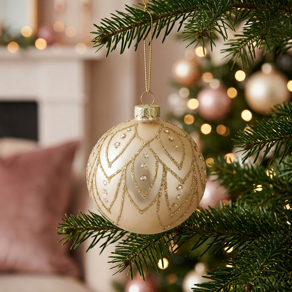 Glitter Petal Bauble Champagne Image 2