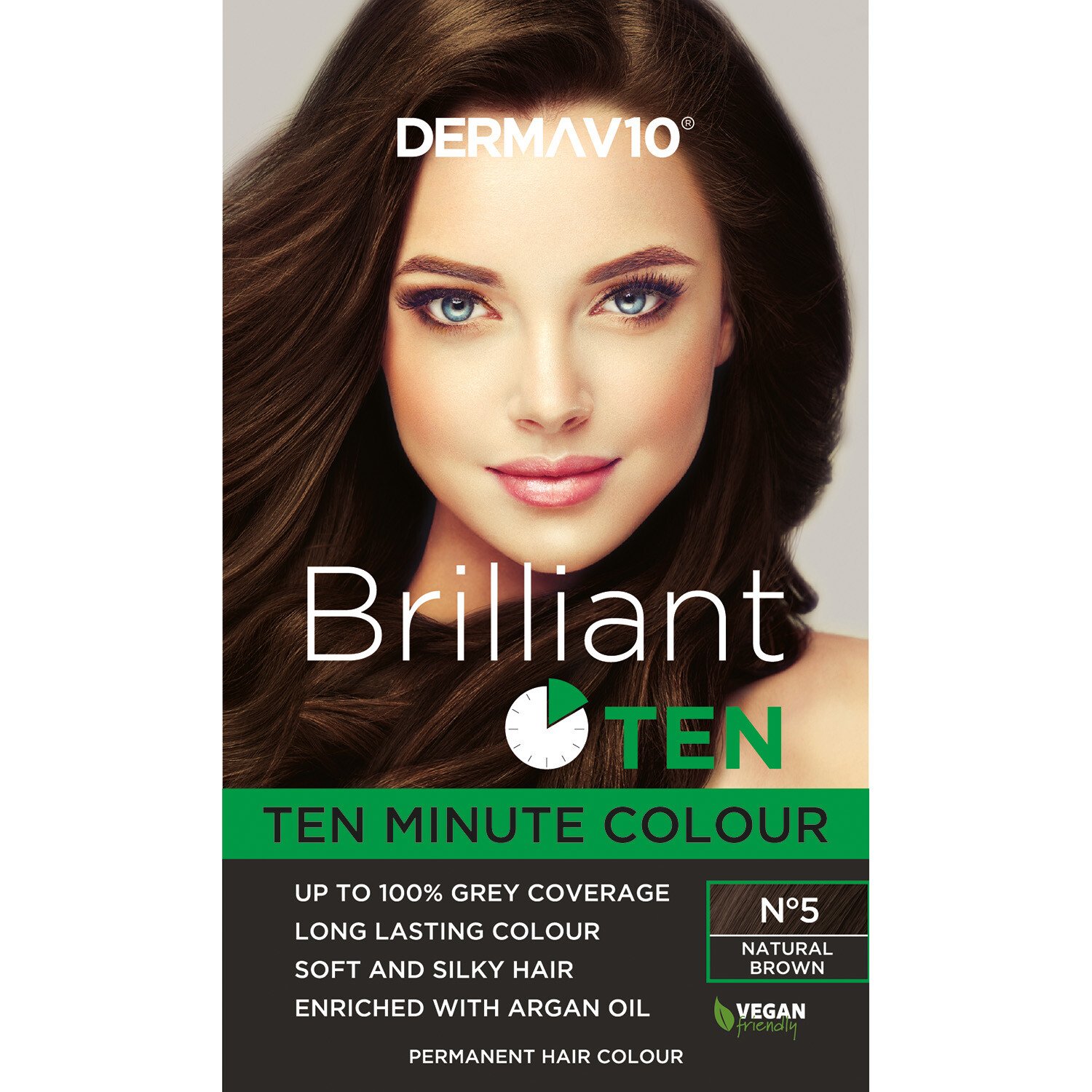 Derma V10 Brilliant Ten Permanent Hair Colour - N.5 Natural Brown Image