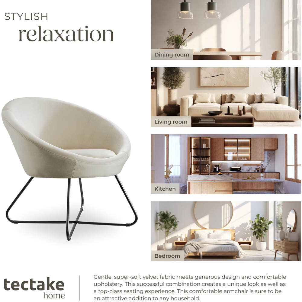 tectake Centera Beige Velvet Look Accent Chair Image 7