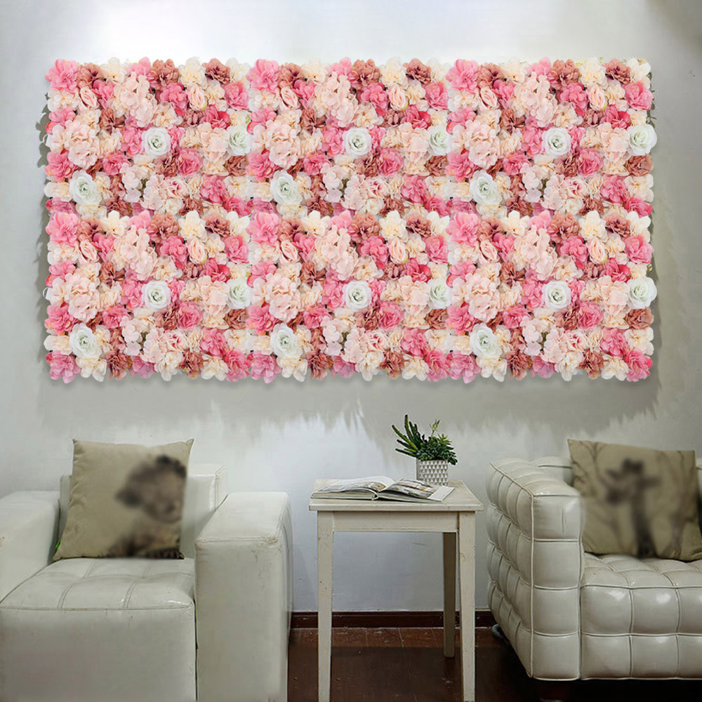 Living and Home Light Purple Artificial Rose Backdrop Wall Panel 60 x 40cm Image 2