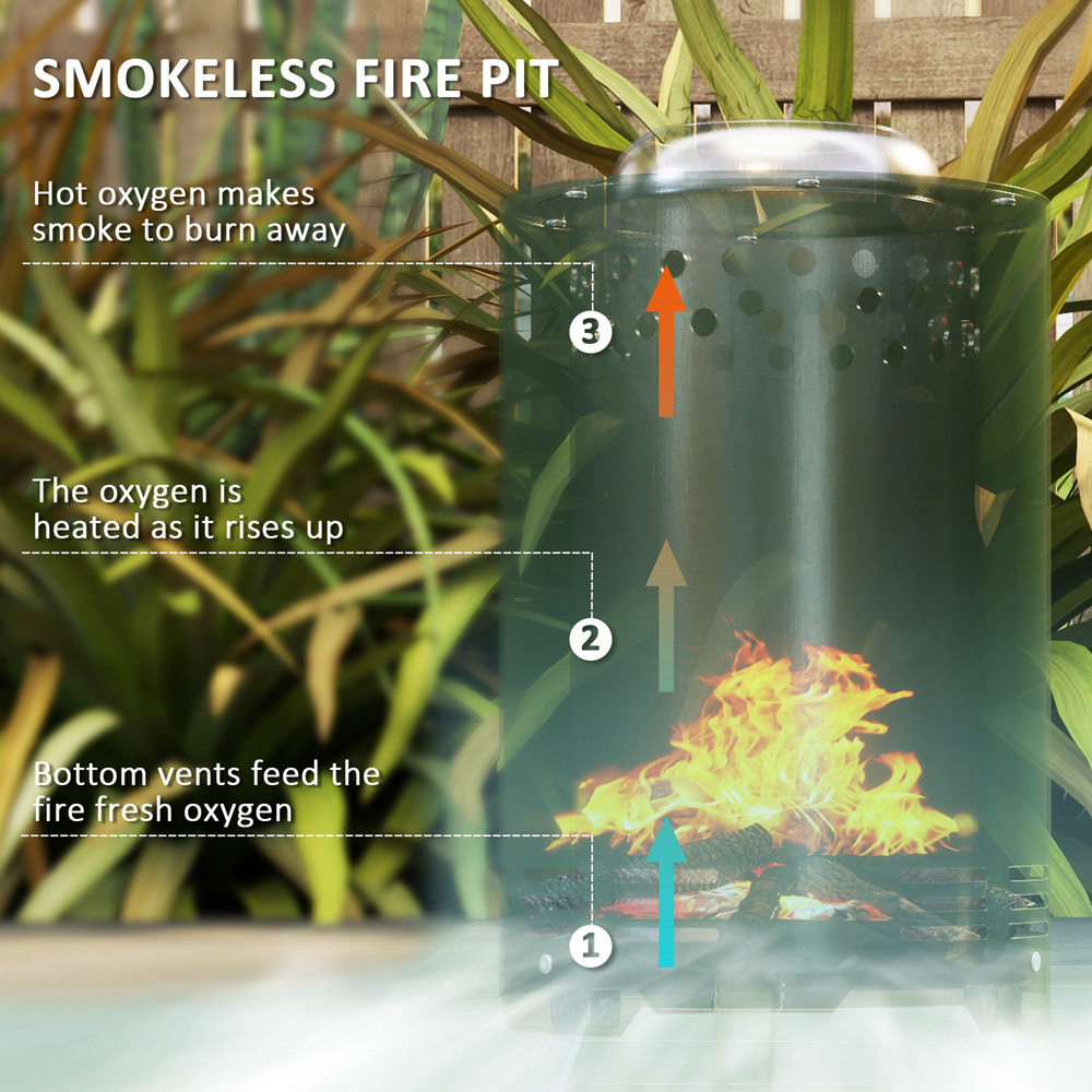 Outsunny Green Stainless Steel Smokeless Wood Burning Firepit Image 8