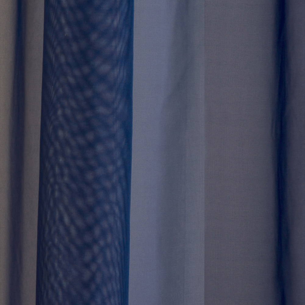 Tyrone Textiles Crystal Navy Plain Sheer Voile Panel Curtain 145 x 137cm Image 2