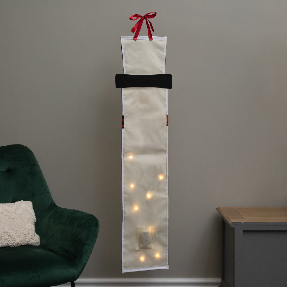 Samuel Alexander Warm White LED Fabric Light Up Hanging Christmas Snowman Banner 120cm Image 8