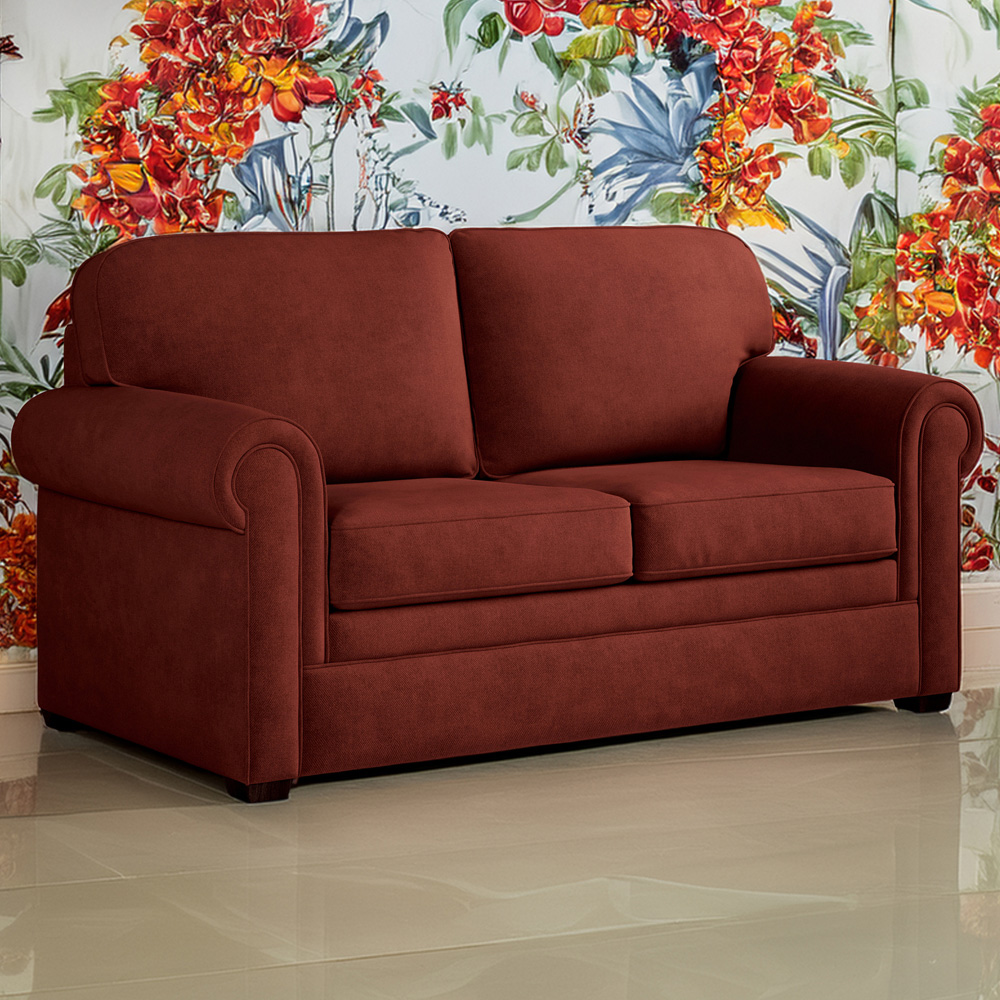 Jay-Be Heritage 2 Seater Brushed Twill Burnt Amber Sofa Bed with e-Pocket Mattress Image 1