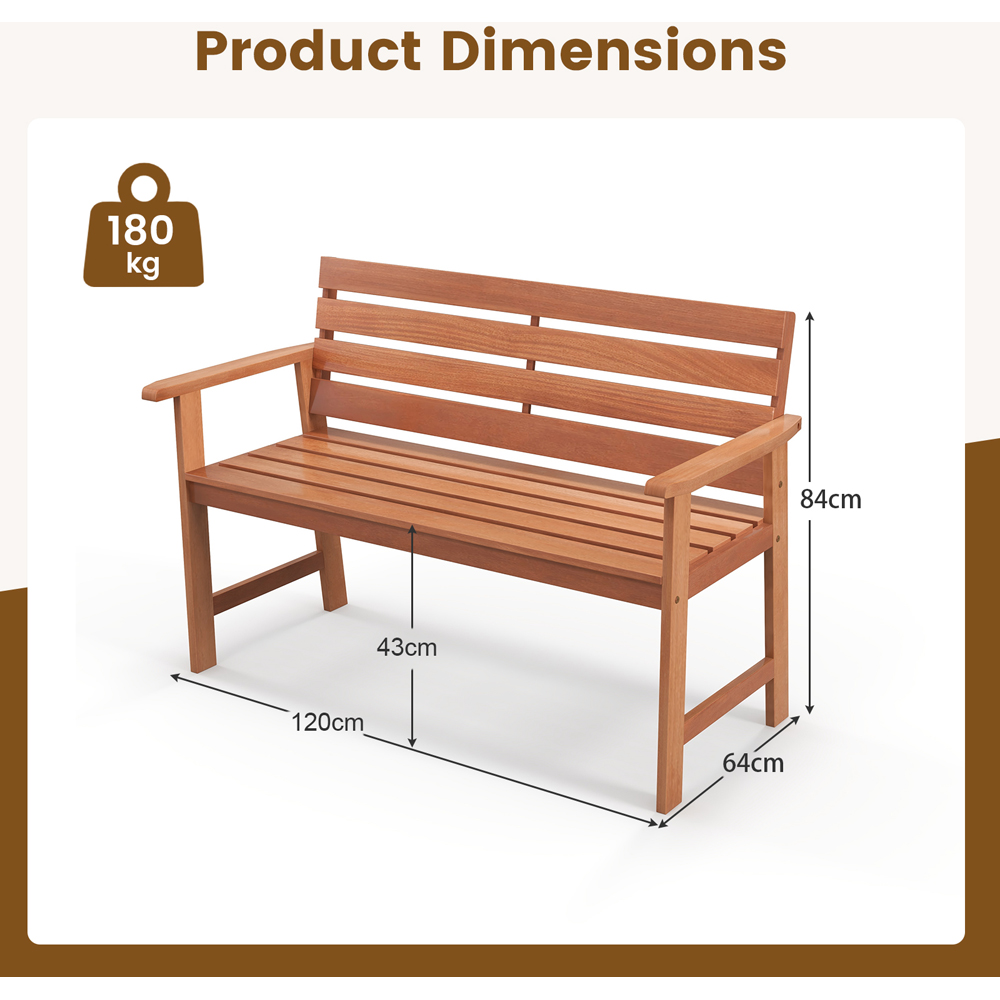 Costway 2 Seater Patio Hardwood Bench Image 9