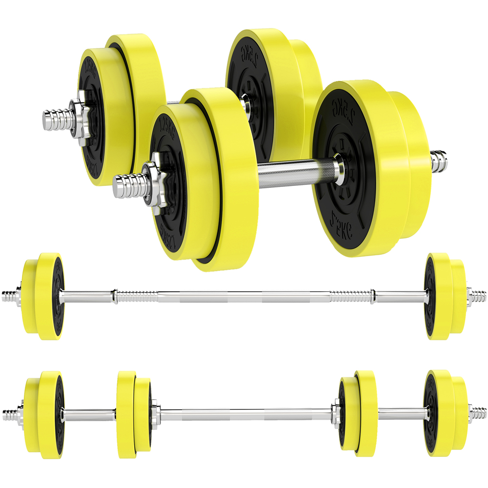 HOMCOM 2-in-1 Adjustable Barbell Dumbbells Weight Set 20kg Image 3