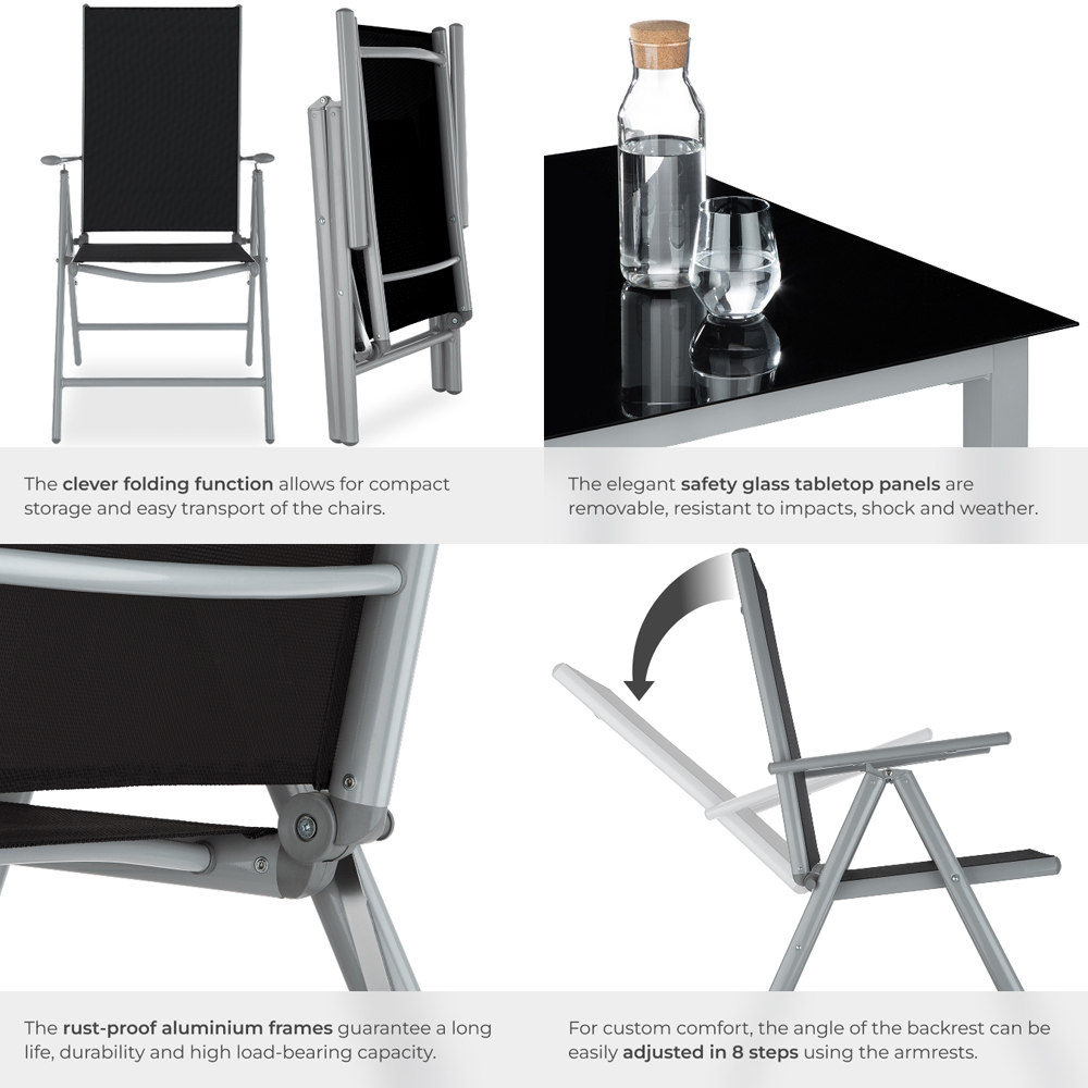 tectake Pompeii 8 Seater Silver Adjustable Garden Table and Chair Set Image 5