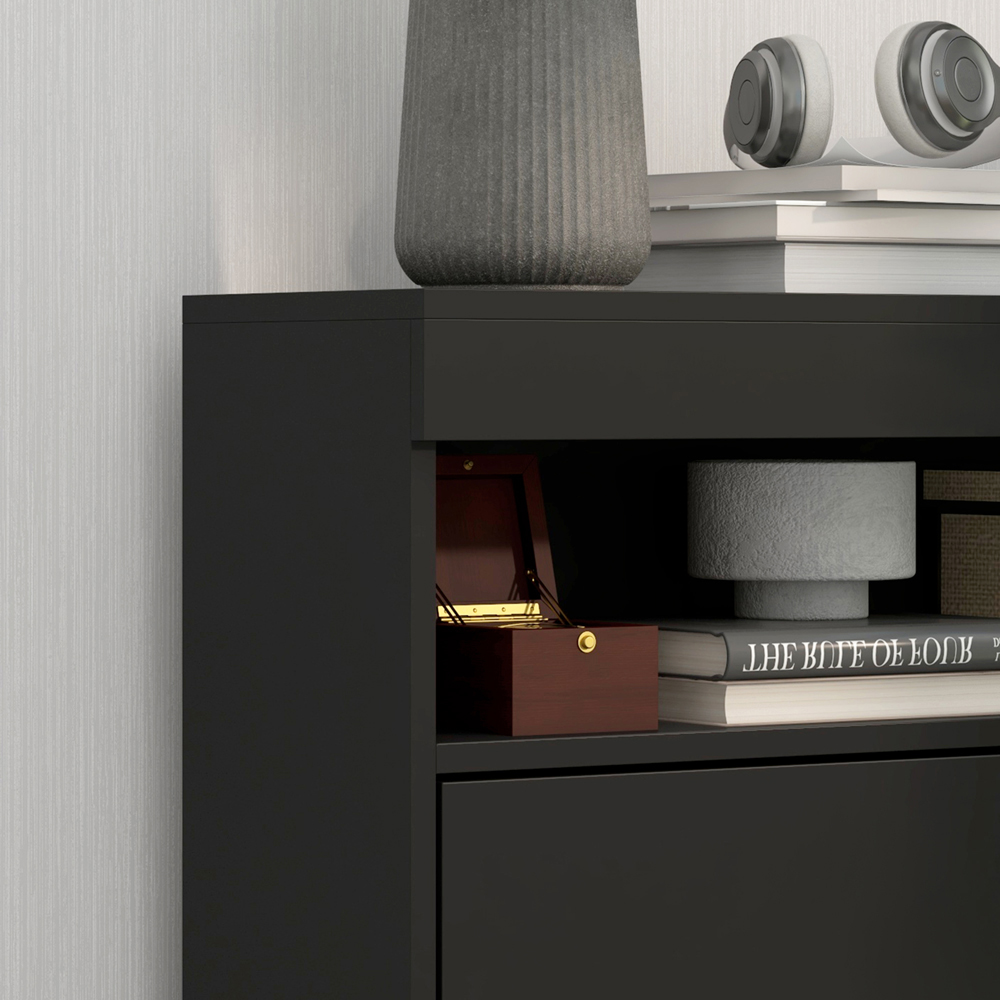 HOMCOM 2 Flip Drawer Black Shoe Cabinet Image 3
