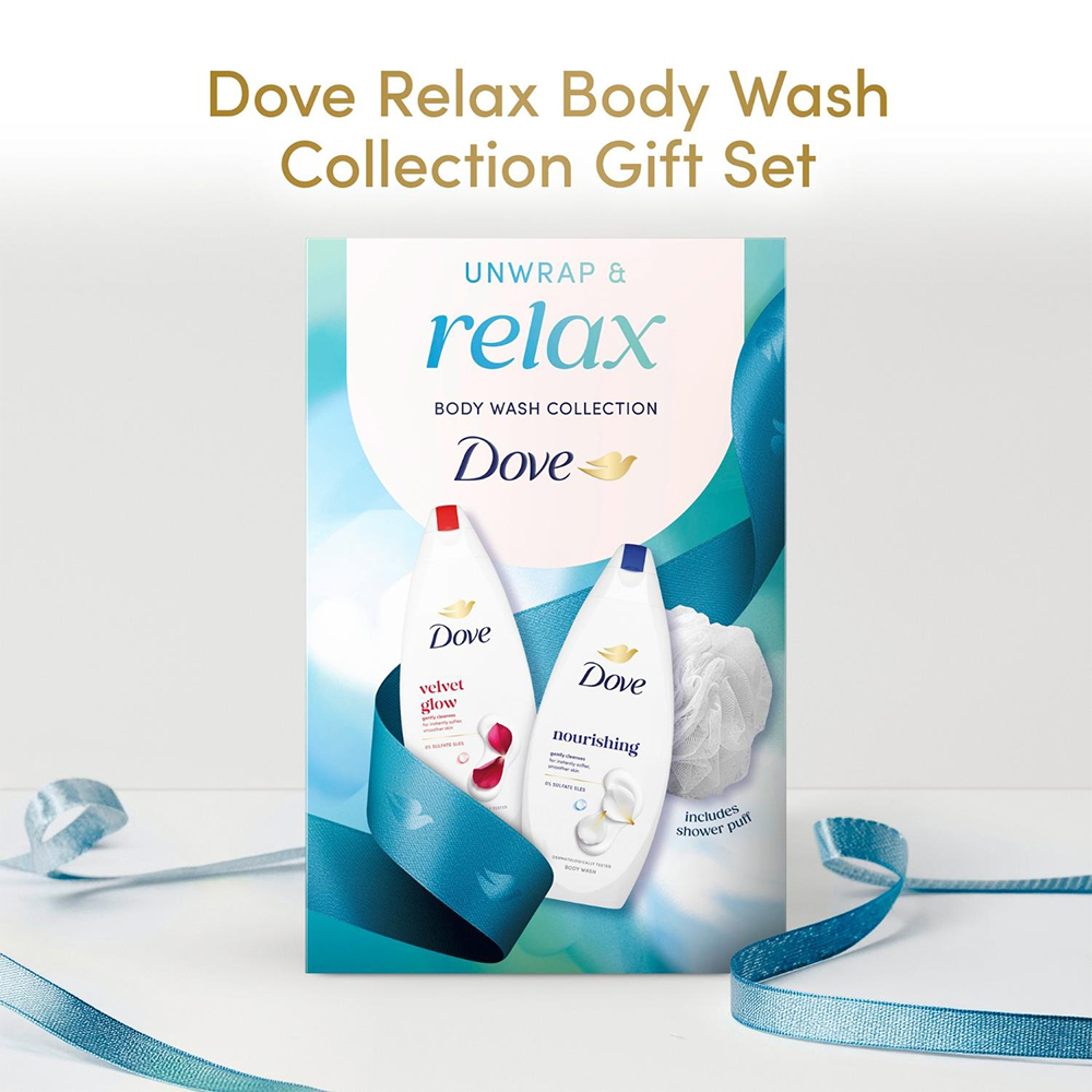 Dove Relax 2 Piece Velvet Glow and Nourishing Body Wash Collection Gift Set 2 Pack Image 3