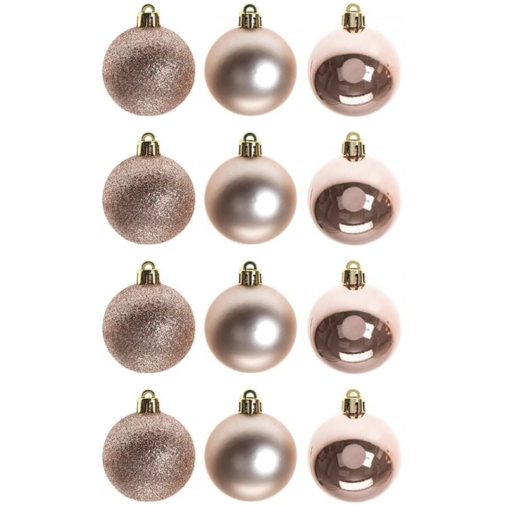 Shatchi 5cm Rose Gold Shatterproof Christmas Bauble 12 Pack Image 1