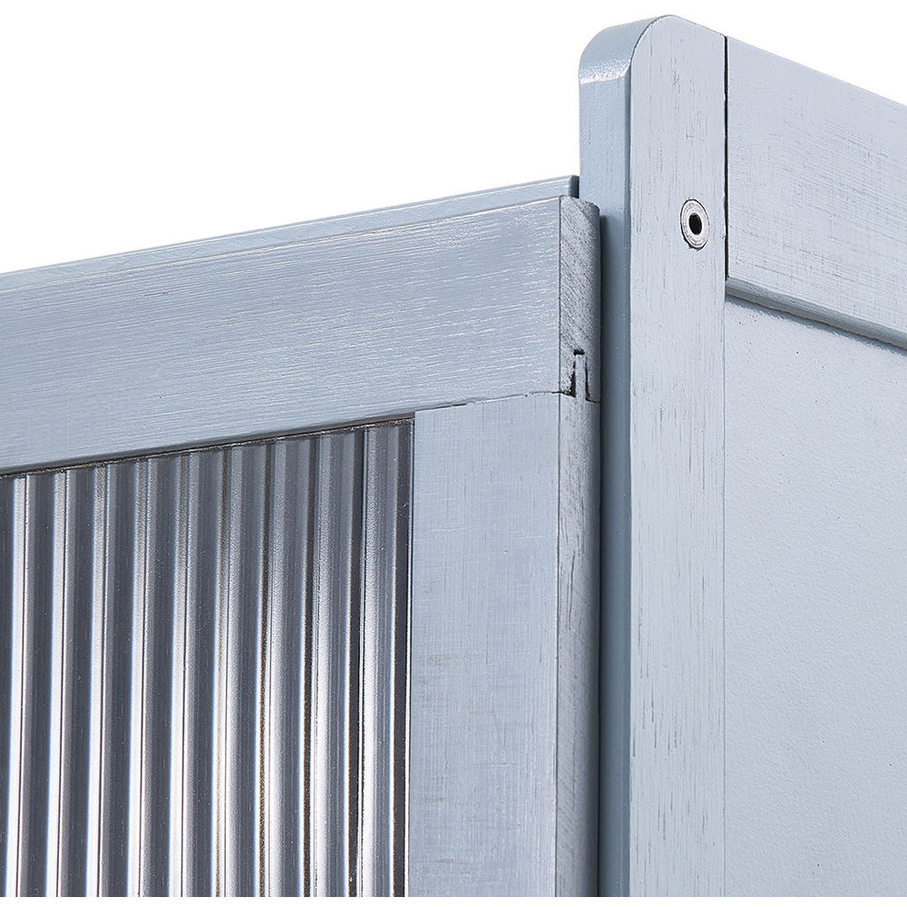 Living and Home 4 Door Blue Grey Bamboo Shoe Cabinet Image 4