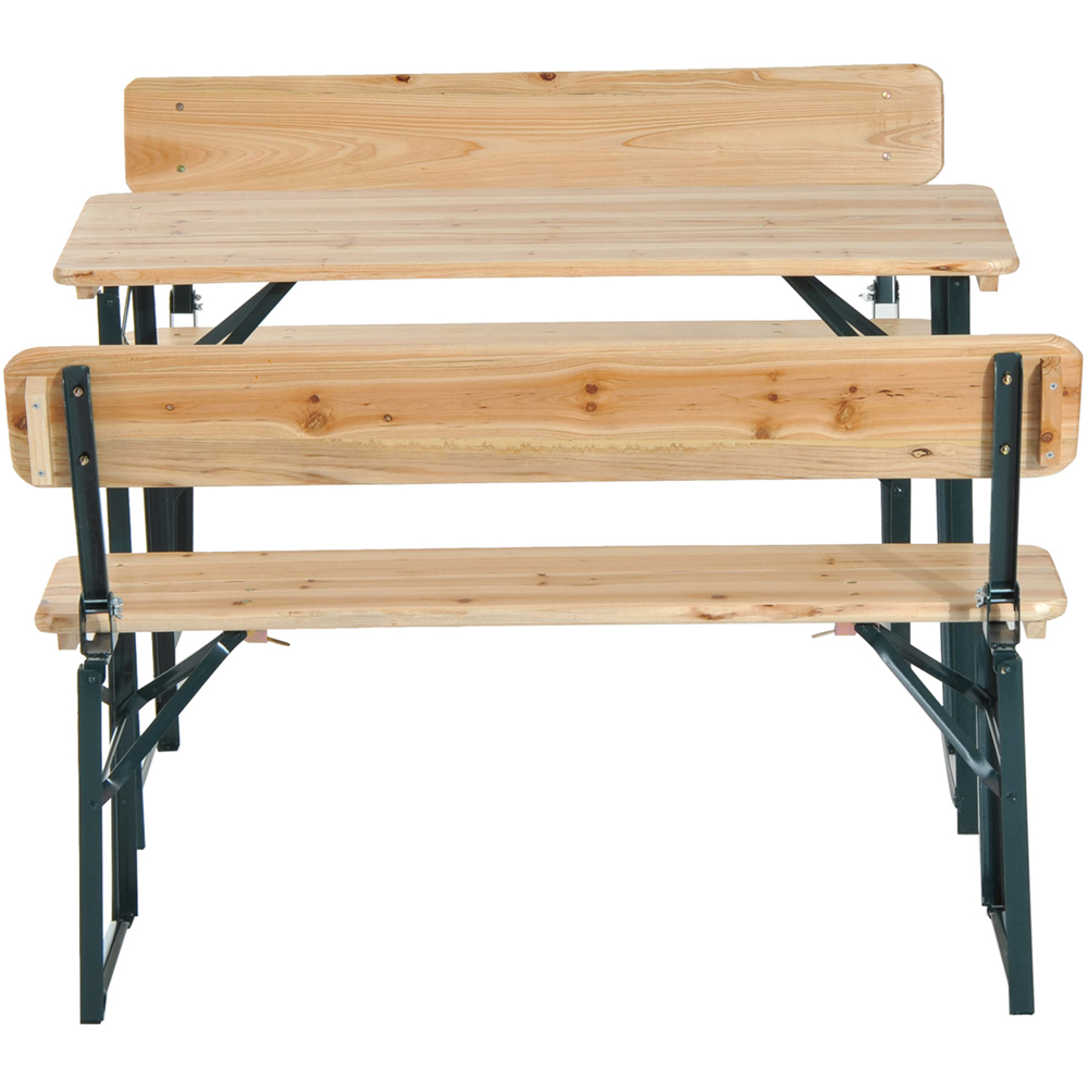 Outsunny 3 Piece Wooden Foldable Table and Bench Set Image 3