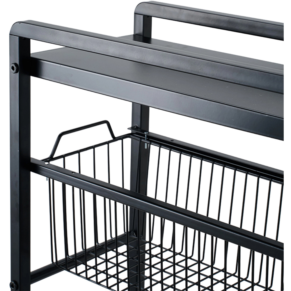 Living and Home 5-Tier Black Carbon Steel Pull-Out Storage Trolley Image 4