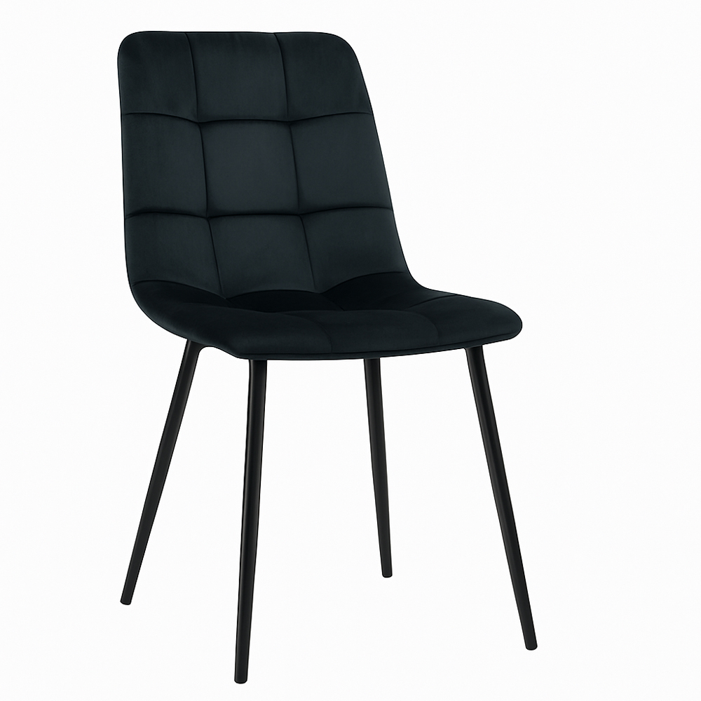 Kosy Koala 4 Seater Wooden Effect Velvet Dining Set Black Image 2