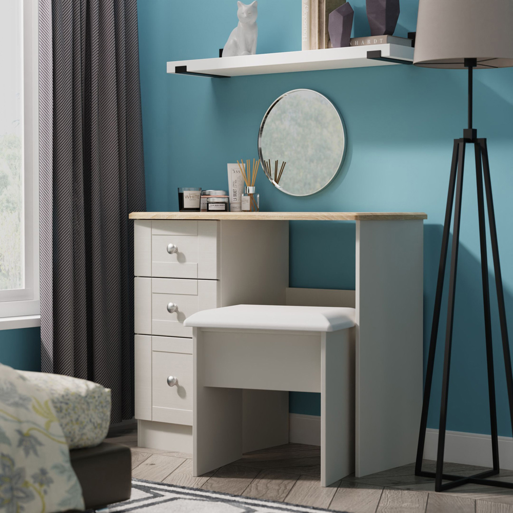 Crowndale Sussex 3 Drawer Grey Ash and Bardolino Oak Vanity Dressing Table Ready Assembled Image 7