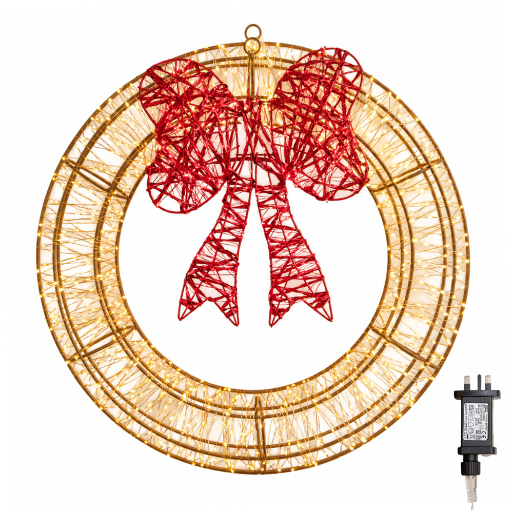 Samuel Alexander 1440 Warm White LED Light-Up Galaxy Christmas Wreath with Bow 50cm Image 2