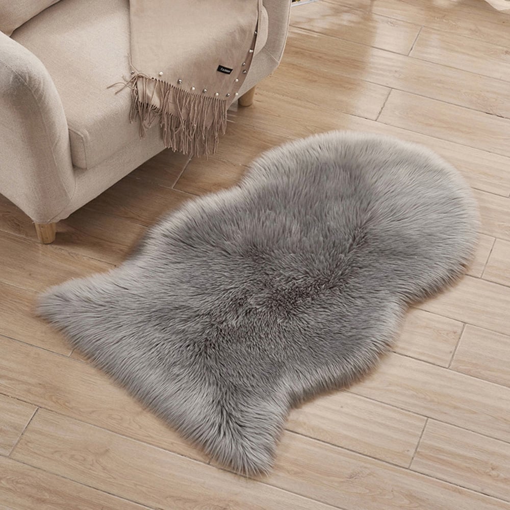 Living and Home Grey Irregular Shaped Shaggy Area Rug 60 x 90cm Image 2