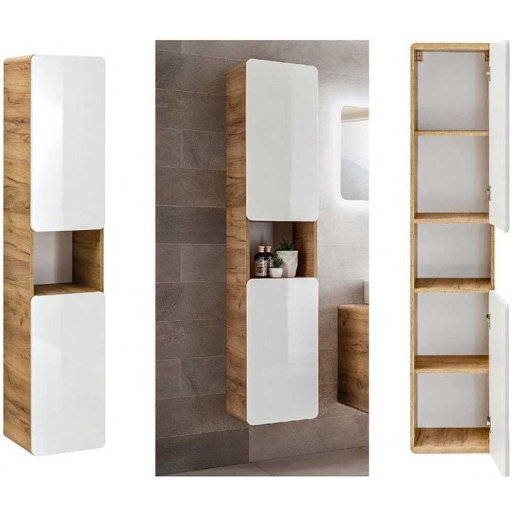 Impact Furniture Aruba White Gloss Oak Wall Hung Bathroom Furniture Set Image 4