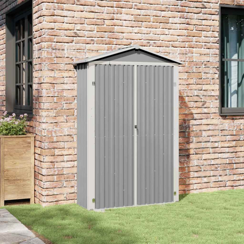 vidaXL 3.8 x 1.5ft Grey Galvanised Steel Apex Garden Shed Image 2