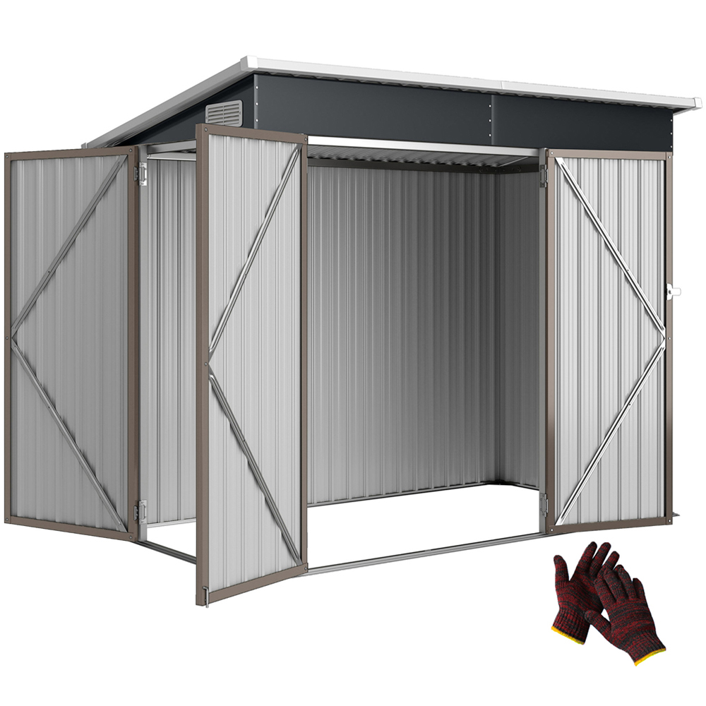 Outsunny 7.5 x 4ft Light Grey Galvanised Steel Garden Storage Shed Image 3