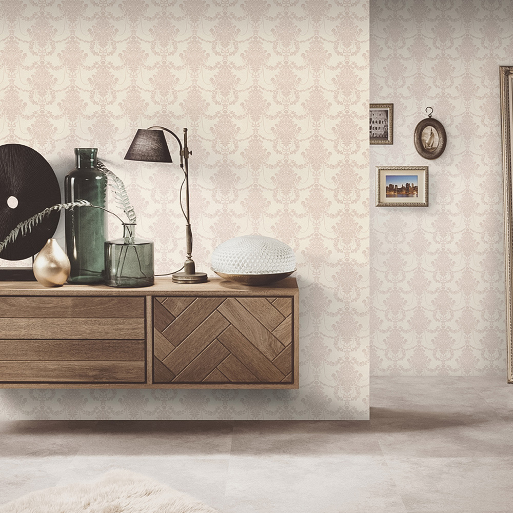 Erismann Timeless Damask Textured Pink Vinyl Wallpaper Image 3