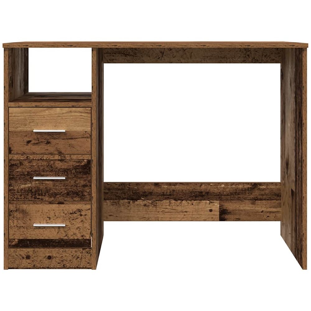 vidaXL 3 Drawer Single Shelf Computer Desk Old Wood Effect Image 4