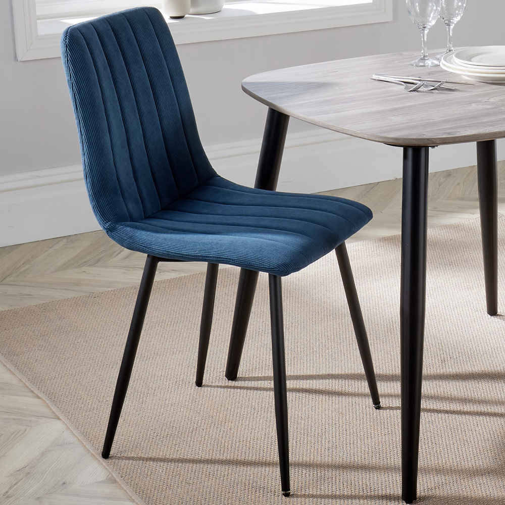 Core Products Aspen Set of 2 Blue and Black Straight Stitch Cord Dining Chair Image 1
