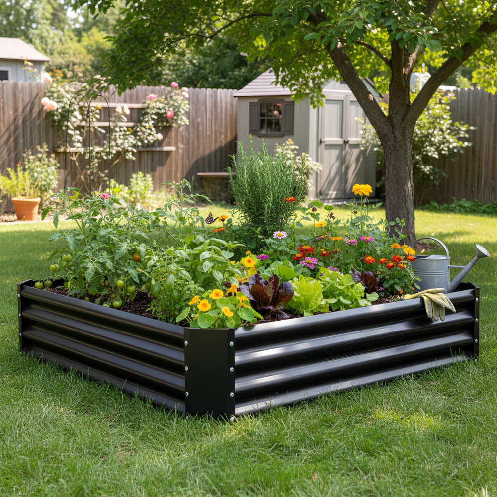 Harbour Housewares Anthracite Square Galvanised Steel Raised Garden Bed 90 x 90cm Image 2