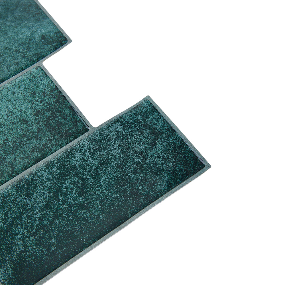Living and Home Brick Effect Green Rectangle Self Adhesive Wall Sticker 10 Pack Image 5