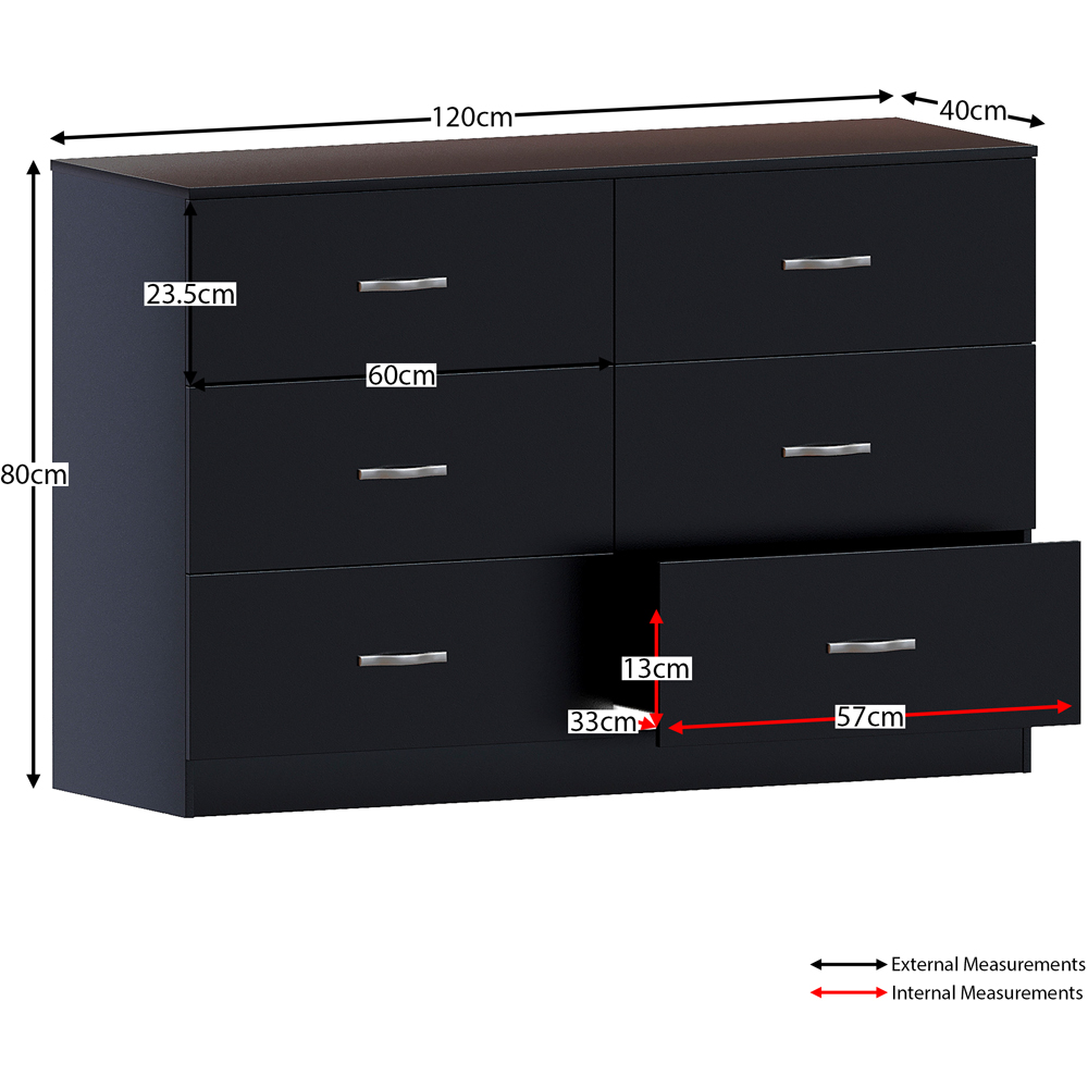 VIDA DESIGNS Riano 6 Drawer Black Chest of Drawers with Metal Handles Image 9