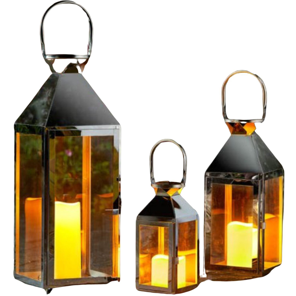 Samuel Alexander Stainless Steel Hanging Lanterns Pack of 3 Image 1
