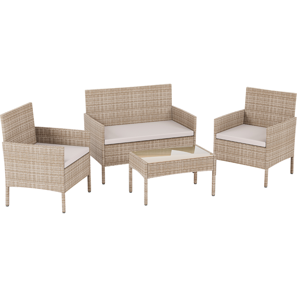 GARDEN VIDA Kendal 4 Seater Natural PE Rattan Garden Lounge Set Image 2