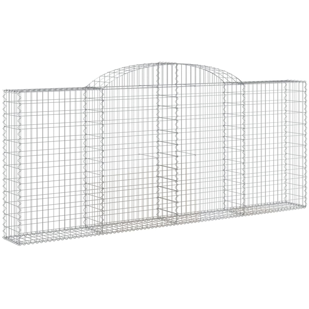 vidaXL Silver Galvanised Iron Arched Gabion Basket 120/140 x 30 x 300cm 9 Pack Image 1