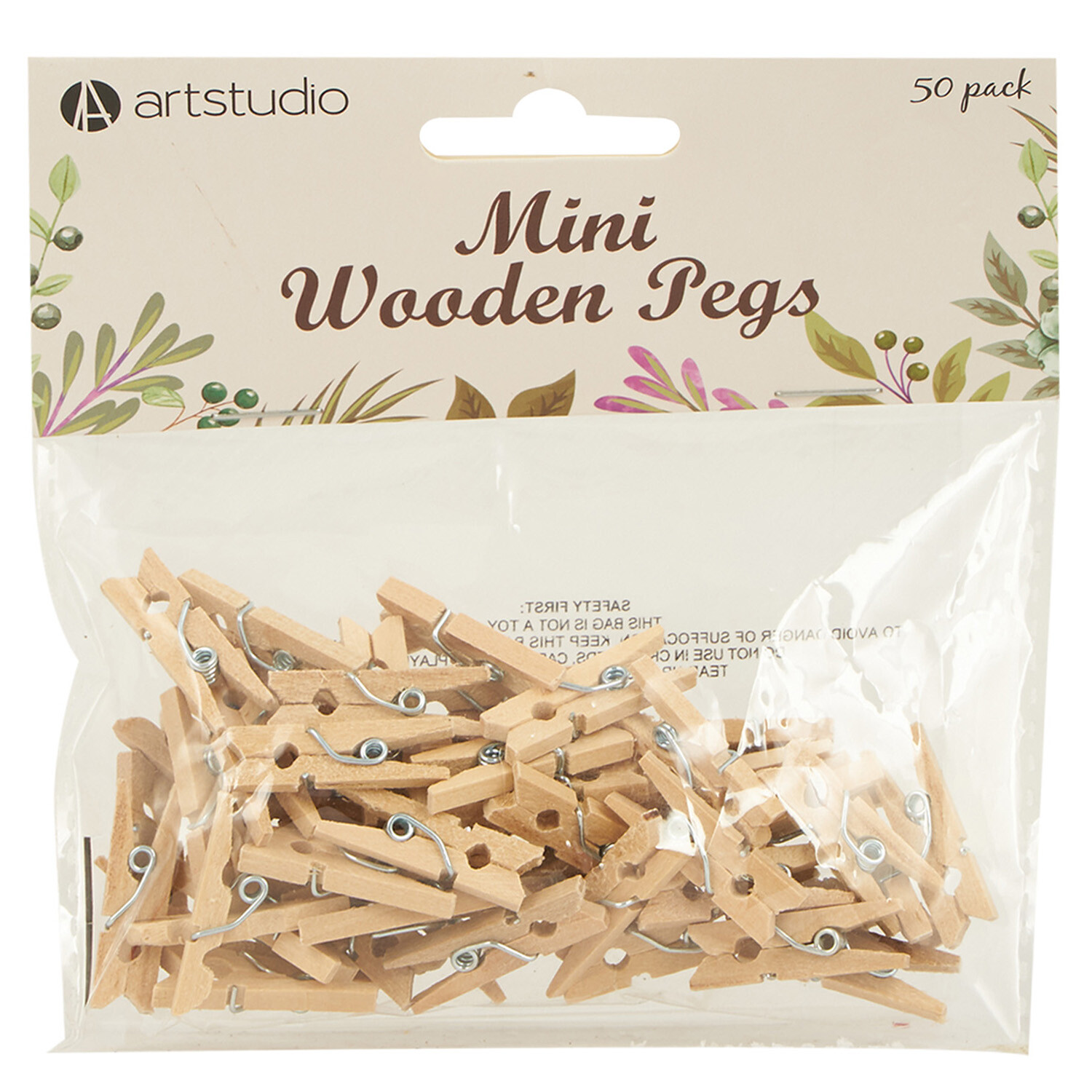 Mini Wooden Pegs - Natural Wood Image 1