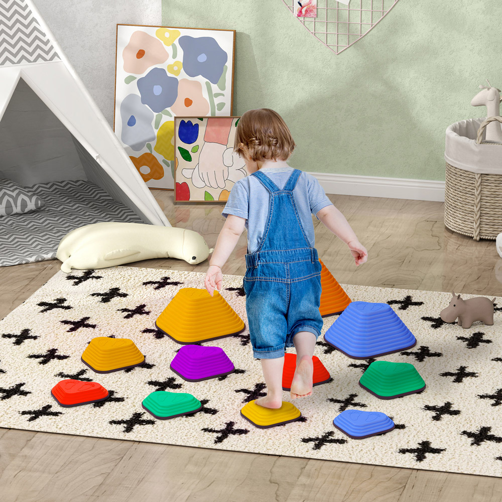 Tommy Toys Kids 11 Pieces Stepping Stones Non-Slip Stackable River Stones Image 2