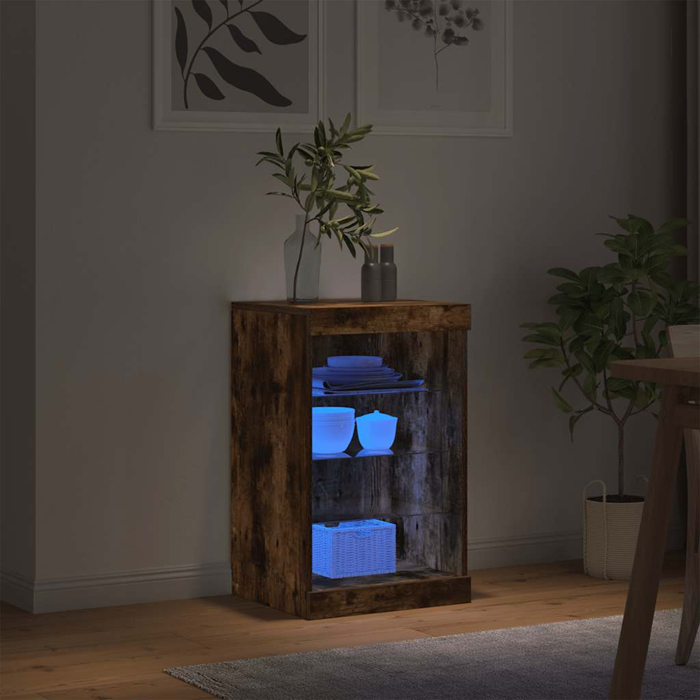 vidaXL 4 Shelf Smoked Oak Sideboard with RGB LED Lights Image 4