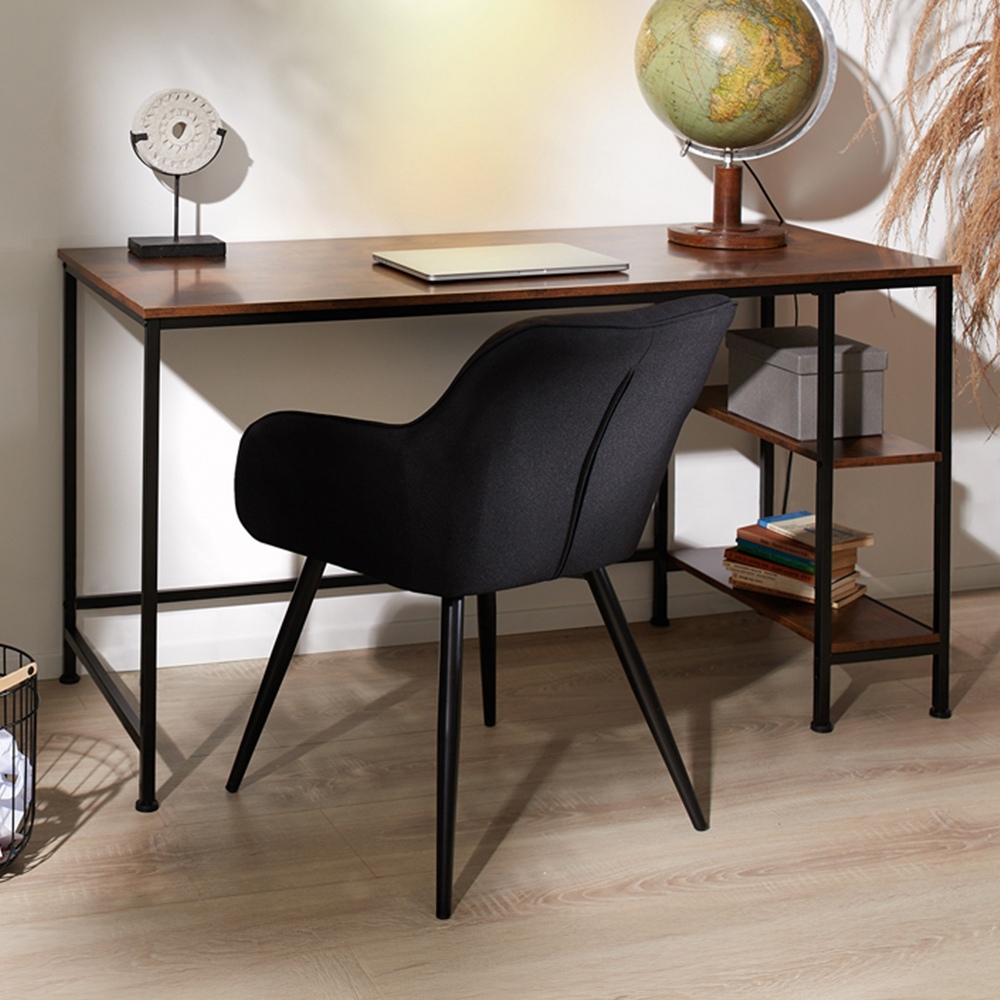 tectake Canton 2 Compartment Dark Wood Desk Image 1