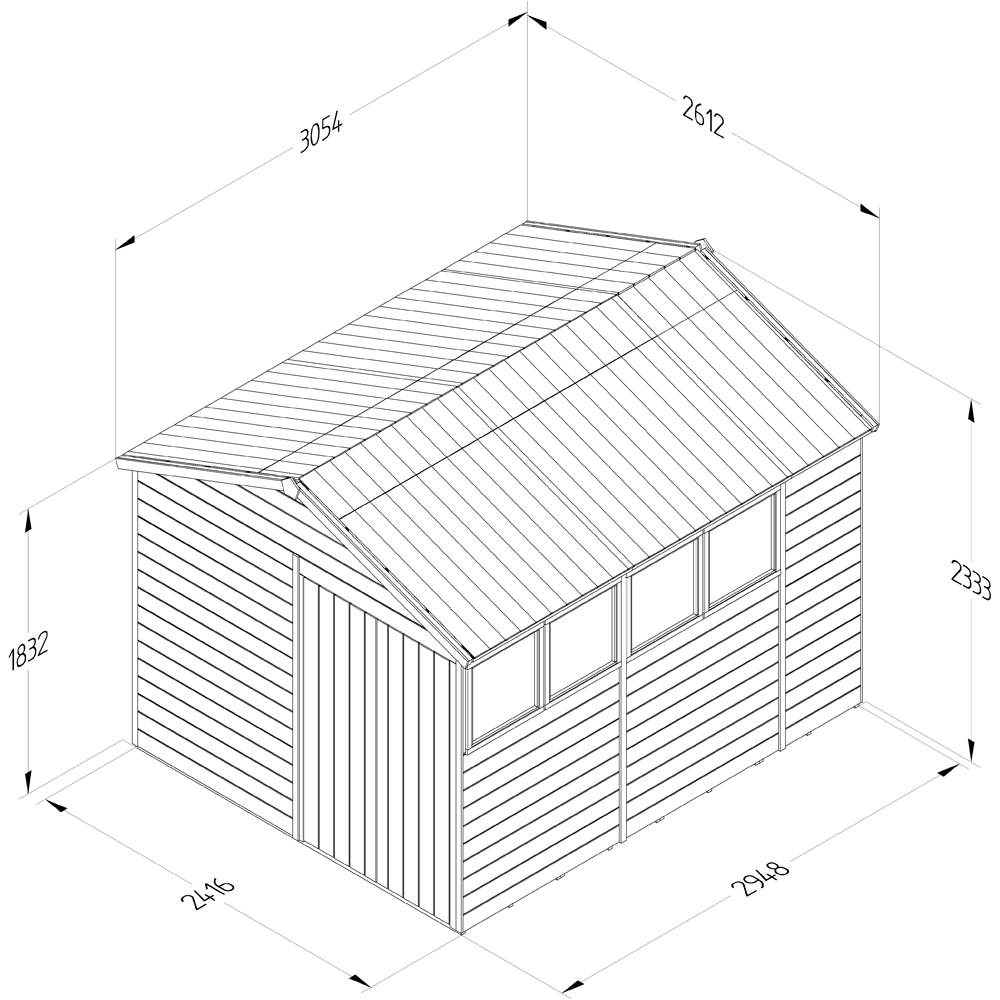 Forest Garden Timberdale 8 x 10ft 2 Opening Apex Shed Image 9