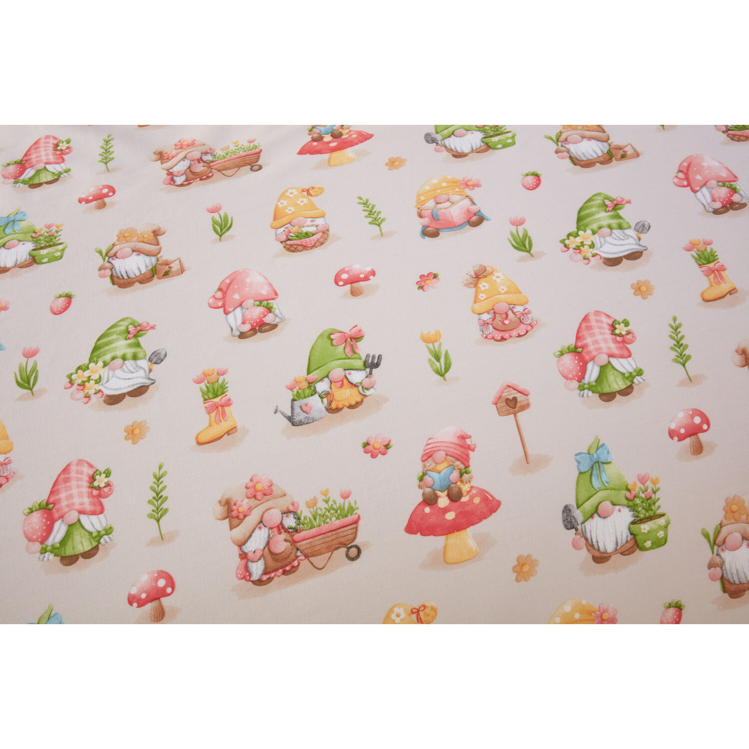 Spring Gnomes Duvet Cover and Pillowcase Set - Natural / Double Image 5
