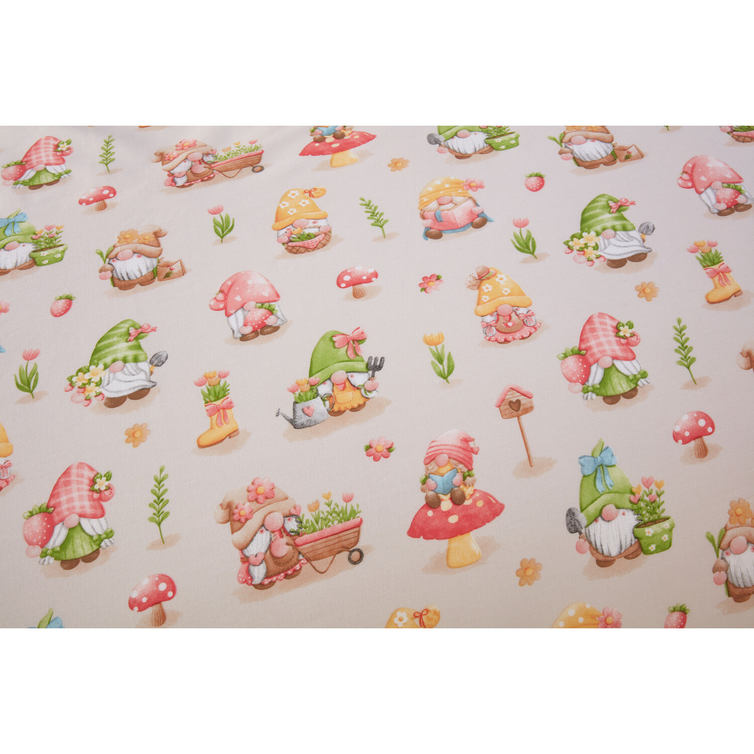 Spring Gnomes Duvet Cover and Pillowcase Set - Natural / Double Image 5