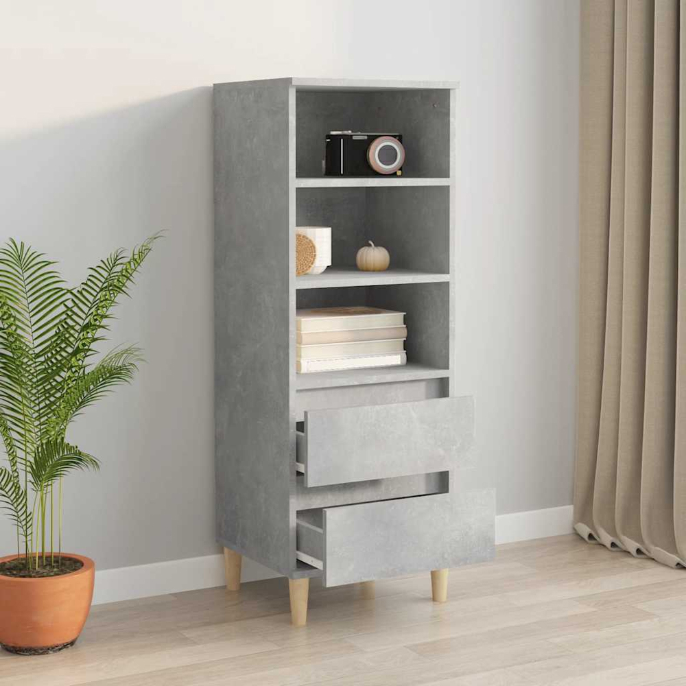 vidaXL 2 Drawer 3 Shelf Concrete Grey Highboard Image 6